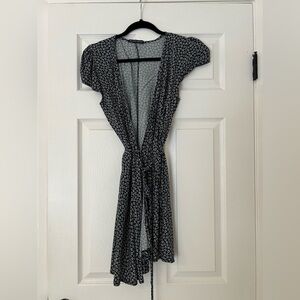 Brandy Melville Blue Floral Wrap Dress